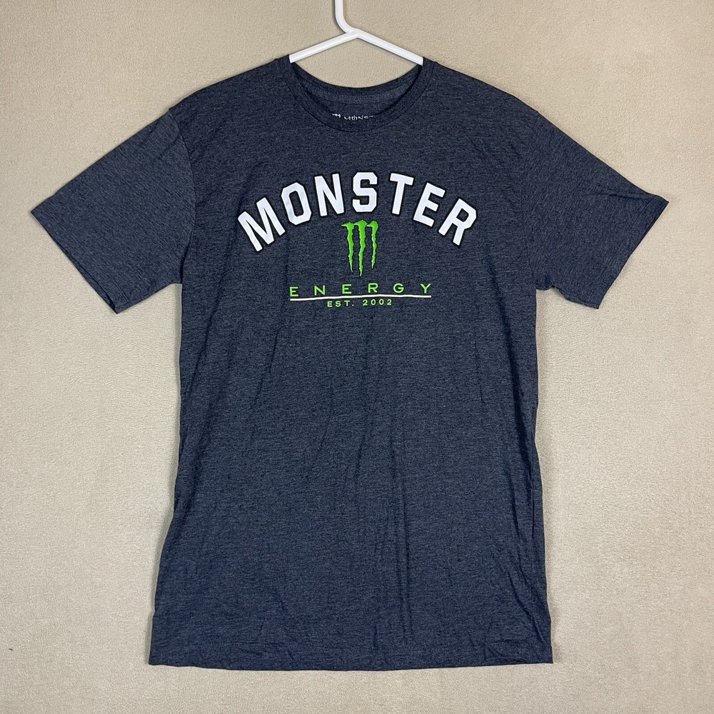 Monster Energy Shirt Mens Large Gray Short Sleeve T-Shirt Casual Tee Adult
